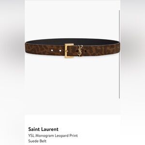 SOLD OUT online Yves Saint Laurent monogram leopard print Suede Belt size 90